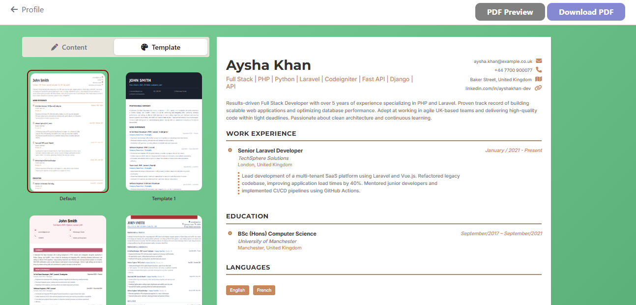 Create Resume & Download | GlassEver